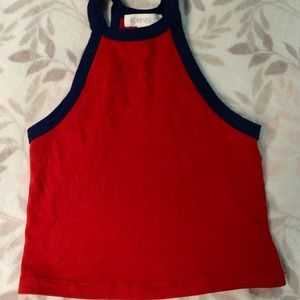 Red halter crop top